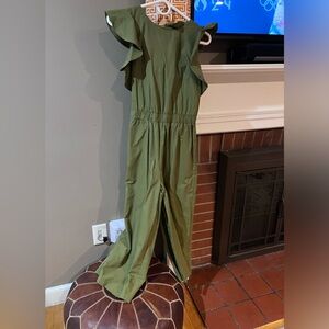 Anthropologie army green jumpsuit
